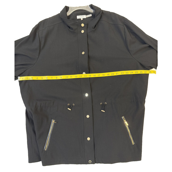 Calvin Klein Vintage Jacket Womens 3X Drawstring Waist Gold Buttons Zip Pockets - Picture 6 of 11
